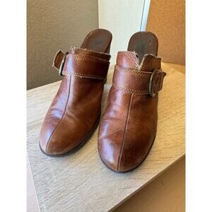 BOC Brown Leather Heeled Mules - Size 8